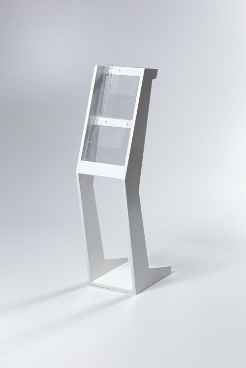 white brochure holder